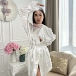 Весільний Халат mini короткий з пір’ям страуса білий