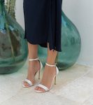 Весільні босоніжки сатинові білі