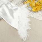 Весільний Халат білий короткий з пірям боа + сорочка