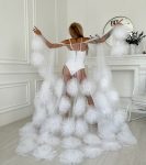 Весільний фатиновий пеньюар Вінеція 1 з квітами