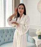 Весільний Халат довгий для ранку нареченої з пірям страуса