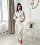 Весільний Халат довгий рукава фатин з перлами