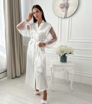 Весільний Халат довгий рукава фатин з перлами