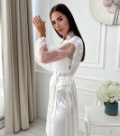 Весільний Халат довгий рукава фатин з перлами