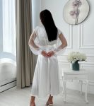 Весільний Халат довгий рукава фатин з перлами