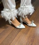 Весільні туфлі  на квадратних підборах + з бантами брошка  знімається