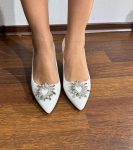 Шкіряні весільні туфлі з брошкою