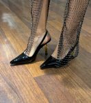 Жіночі туфлі святкові лаковані Слінгбеки чорний 9 см