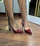 Жіночі туфлі святкові лаковані Слінгбеки бордовий 8,5 см