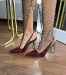 Жіночі туфлі святкові лаковані Слінгбеки бордовий 8,5 см