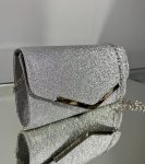 Святковий срібний клатч з глітерром