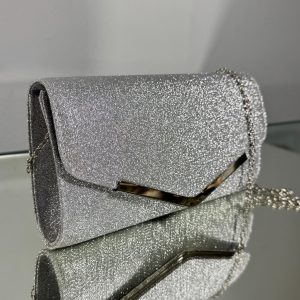 Святковий срібний клатч з глітерром