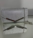 Святковий срібний клатч з глітерром