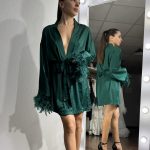 Шовковий зелений халат