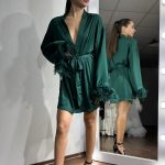 Шовковий зелений халат