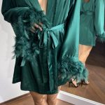 Шовковий зелений халат