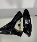 Жіночі туфлі лакові святкові Opium2 на фігурному золотому підборі 8см