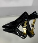 Жіночі туфлі лакові святкові Opium2 на фігурному золотому підборі 8см