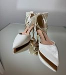 Жіночі туфлі весільні для нареченої з перлами та бантами 6 см, 8 см