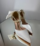 Жіночі туфлі весільні для нареченої з перлами та бантами 6 см, 8 см