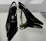 Жіночі туфлі святкові лаковані Слінгбеки чорний 9 см