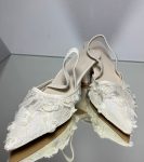 Жіночі туфлі слінгбек весільні для нареченої з мереживом і квітами