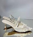 Жіночі туфлі слінгбек весільні для нареченої з мереживом і квітами