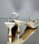 Жіночі туфлі слінгбек весільні для нареченої з мереживом і квітами