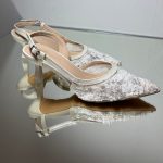 Жіночі туфлі слінгбек весільні з мереживом та квітами