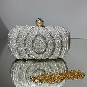 Сумка клатч жіночий весільний із перлами та камінцями С-0034