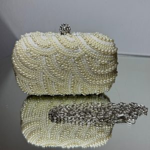 Сумка клатч жіночий весільний із перлами С-0035