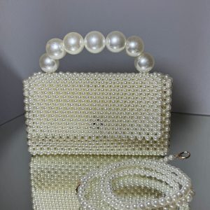 Сумка клатч жіночий весільний із перлами С-0039