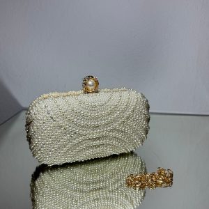 Сумка клатч жіночий весільний із перлами С-0036