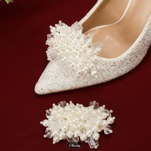 Брошка для взуття бант перли АКС-0021