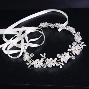 Прикраси для волосся весільні віночок із криштялю ВСП-0004