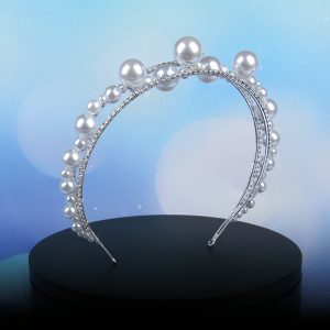 Прикраси для волосся весільний ободок із перлів ВСП-0006