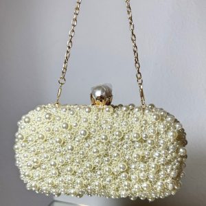 Сумка клатч жіночий весільний із перлами С-0047