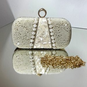 Сумка клатч жіночий весільний із перлами С-0046