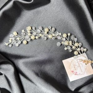 Прикраси для волосся весільна гілочка з перлами та кришталем ВСП-0016