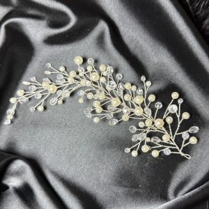 Прикраси для волосся весільна гілочка з перлами та кришталем ВСП-0012