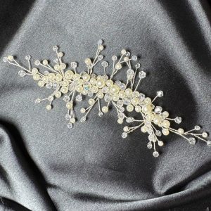 Прикраси для волосся весільна гілочка з перлами та кришталем ВСП-0014