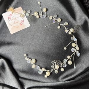 Прикраси для волосся весільна гілочка з перлами та кришталем ВСП-0017