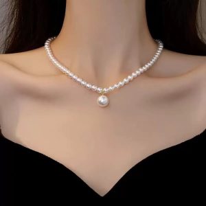 Намисто жіноче для нареченої з перлами та кулоном НБЖ-0008