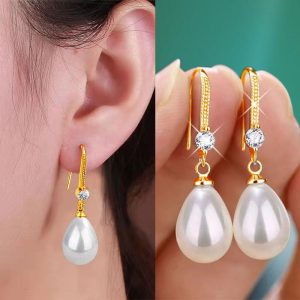 Сережки жіночі з перлами довгі - золото СБЖ-0003