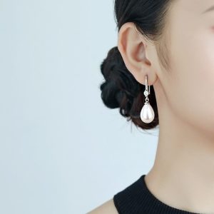 Сережки жіночі з перлами довгі - срібло СБЖ-0004