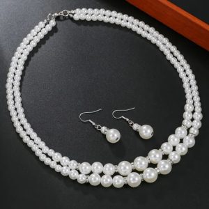 Набір прикрас жіночих весільних із перлів НБЖ-0025