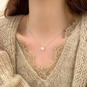 Ланцюжок жіночий для нареченої  золотий з перлиною НБЖ-0016