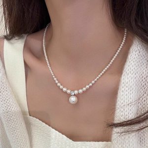 Намисто жіноче для нареченої з перлами та кулоном НБЖ-0021