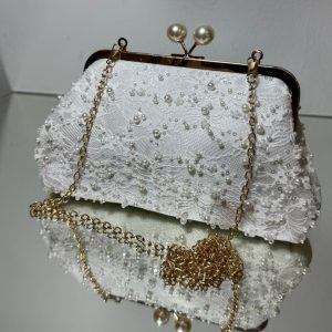 Сумка клатч жіночий весільний із бісером С-0051
