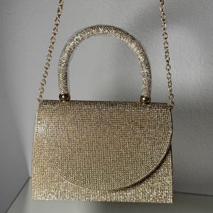 Святковий клатч з камінцями (золото) С-0049